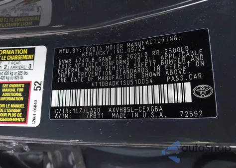 2025 Toyota Camry Xle из США, поврежденный, VIN 4T1DBADK1SU510054